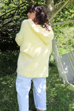 Butter yellow fluffy hooded cardigan