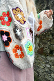 Flower crochet sleeve cardigan