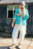 Teal quilted cotton jacket