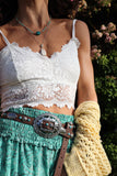 Floral lace balcony bralette (White)
