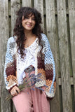 Crochet Striped knit cardigan