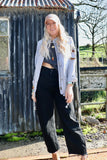 Grey blue beaded utility jacket