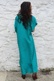 Floral embroidered turquoise dress