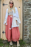 Embroidered crochet trim tiered kimono