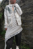 Sequin feather collar cardigan