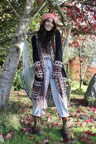 Black fringe aztec cardigan