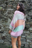 Coral striped open knit jumper