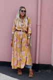 Floral mustard shirt dress