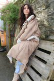 Shearling and faux suede trench coat