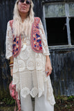 Acid washed embroidered waistcoat