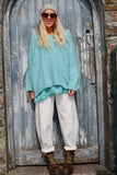 V neck knit jumper ( Aqua)