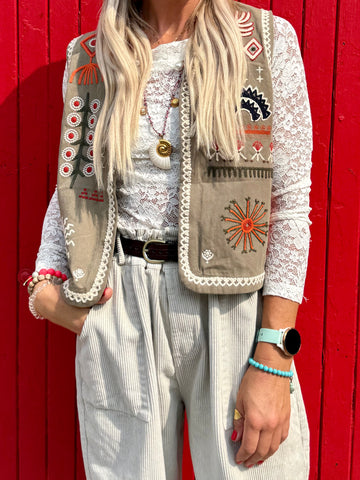 Embroidered motif waistcoat