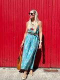Turquoise floral jumpsuit