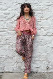 Pink paisley trousers