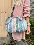 Patchwork mini duffle bag (Blue)