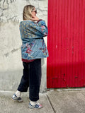 Embroidered embellished denim jacket