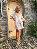 Floral embroidered tea dress