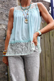 Lace end light blue tank top