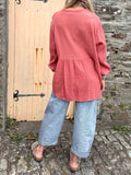 Crochet insert peasant blouse (Rust)