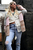 Speckle knit striped cardigan