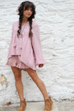 Crochet insert peasant blouse (Pink)