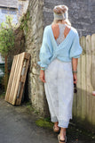Ruffle sleeve knot detail jumper (Blue)