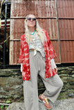 Floral printed red kimono