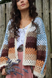 Crochet Striped knit cardigan
