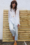White beaded peasant blouse