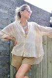 Tan check blouse