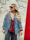 Embroidered embellished denim jacket
