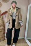 Leopard print detail duffle coat