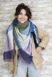 Frayed edge colourblock scarf