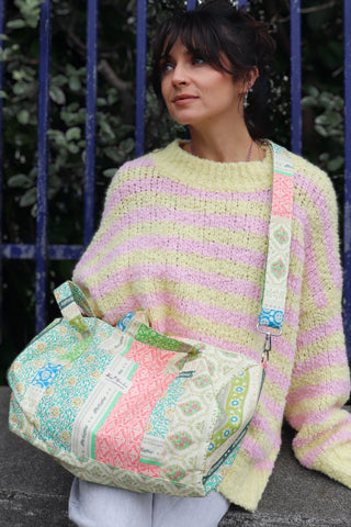 Patchwork mini duffle bag (green)