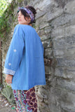Diamond embroidered denim kimono