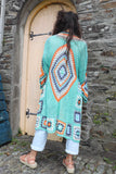 Aqua patchwork crochet cardigan
