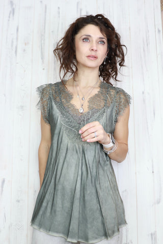 Lace cap sleeve cami (Khaki)