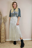 Silver sequin skirt