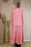 Pink floral long sleeve dress