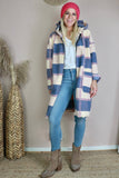 Pastel check hooded coat