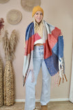 Colour block scarf with tassels