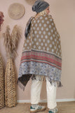Brown and berry printed  poncho