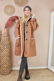 Hooded coat with stitch detail