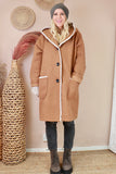 Hooded coat with stitch detail