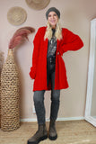 Cable knit cardigan (Red)