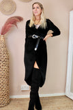 Velvet midi wrap dress (Black)
