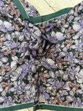 Green border floral silky scarf