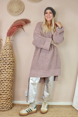 Knit jumper dress (dusty pink )