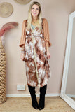 Rust printed kimono dress