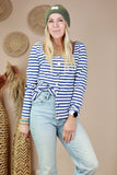 Stripe top with button detail